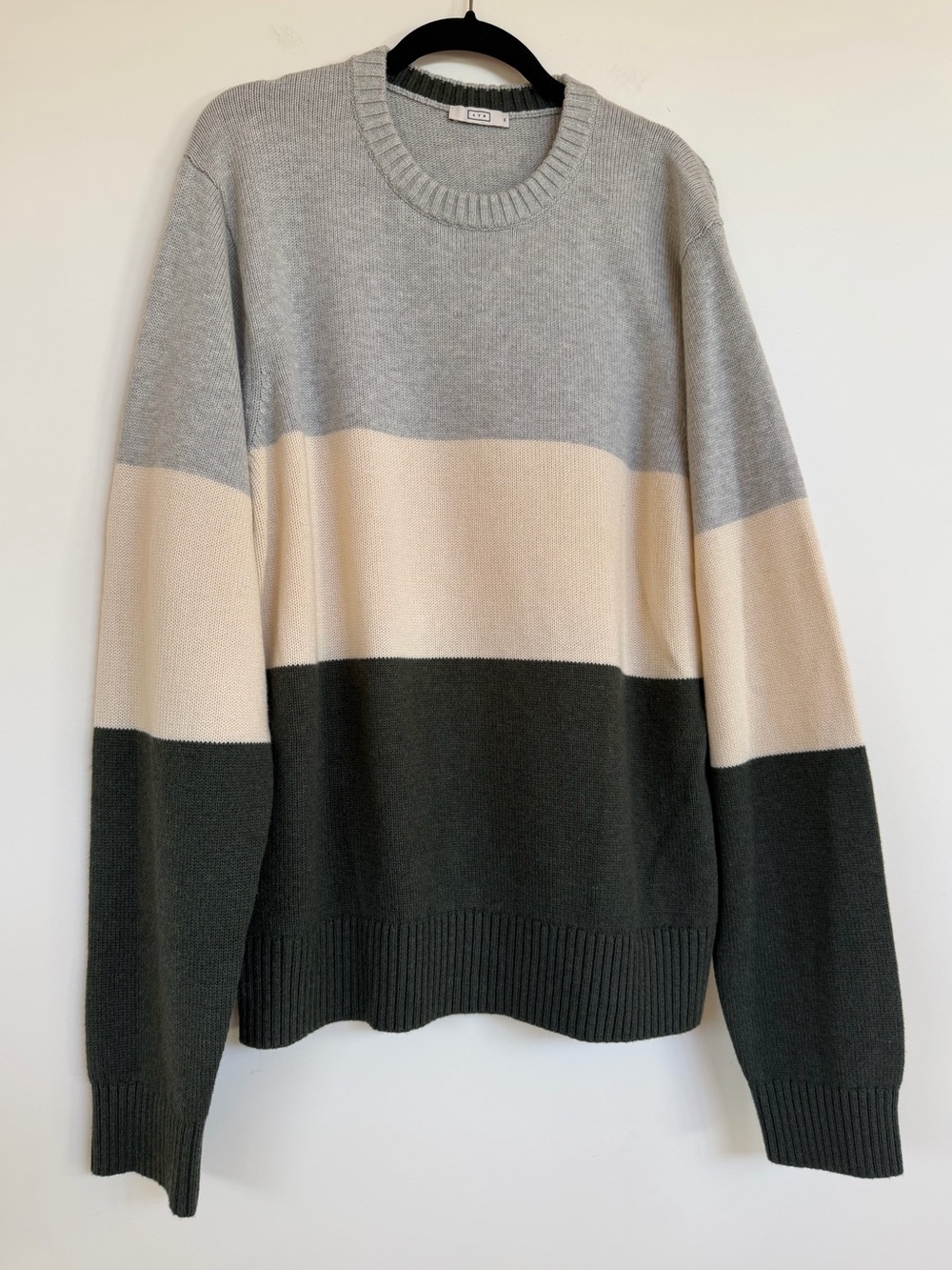 AYR Men’s Color Block Merino Wool Cotton Sweater XL